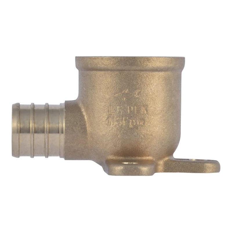 SharkBite 3/4 PEX Pipe x 3/4 Inch FNPT Crimp 90 Degree Drop Ear Elbow, Brass Plumbing Fitting, PEX Pipe, PE-RT, UC340LFA - Image 1